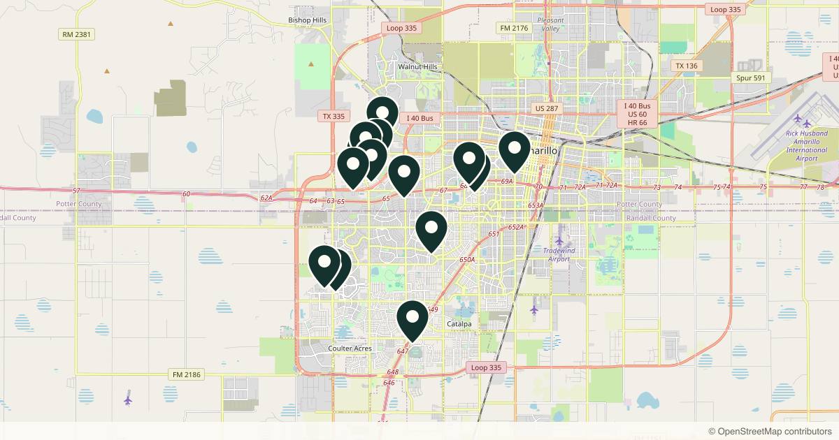 Map of 14 med spas and aesthetic clinics in Amarillo, Texas
