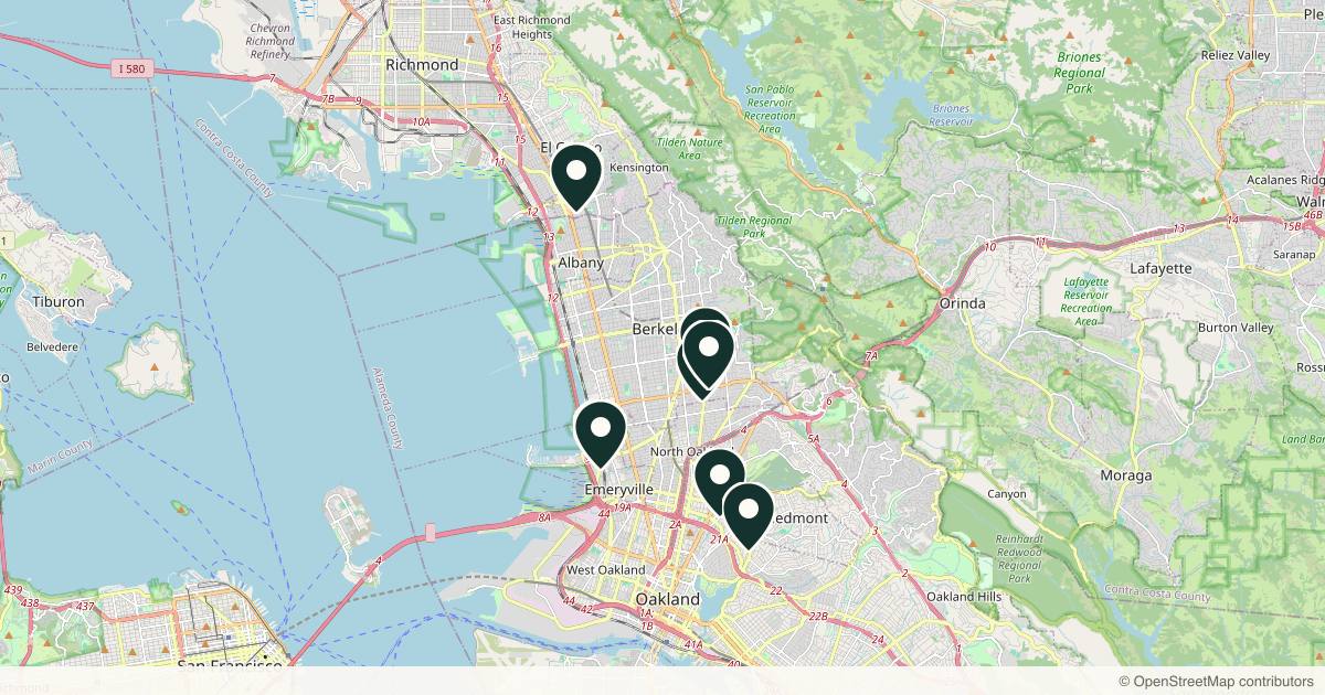 Map of med spas and aesthetic clinics in Berkeley, California