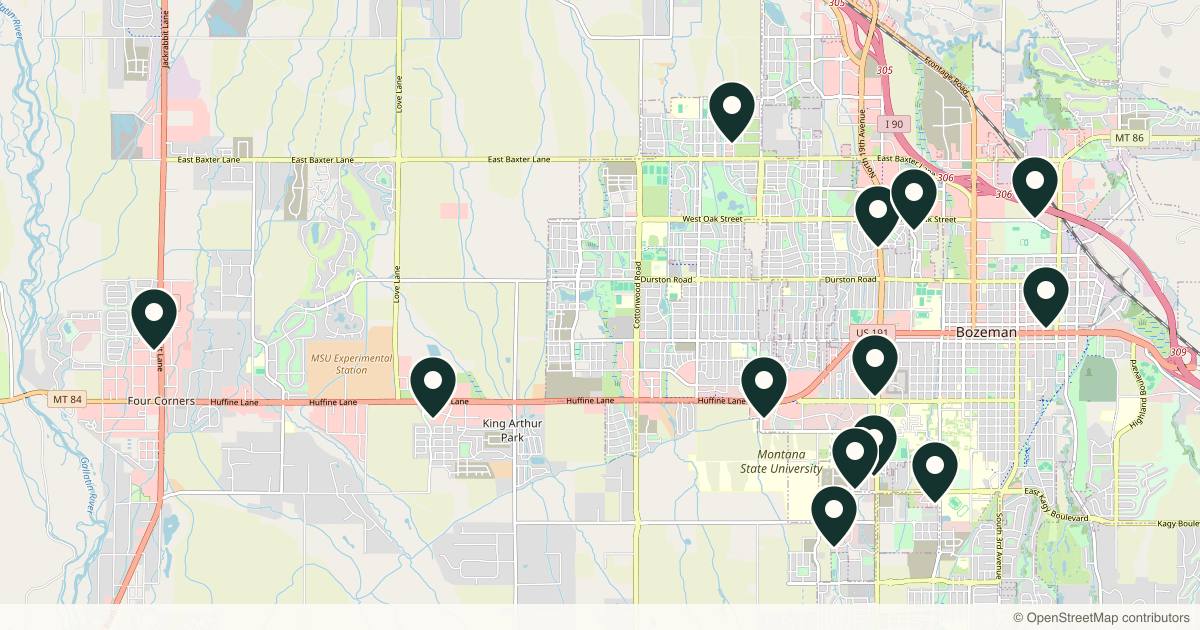 Map of 14 med spas and aesthetic clinics in Bozeman, Montana