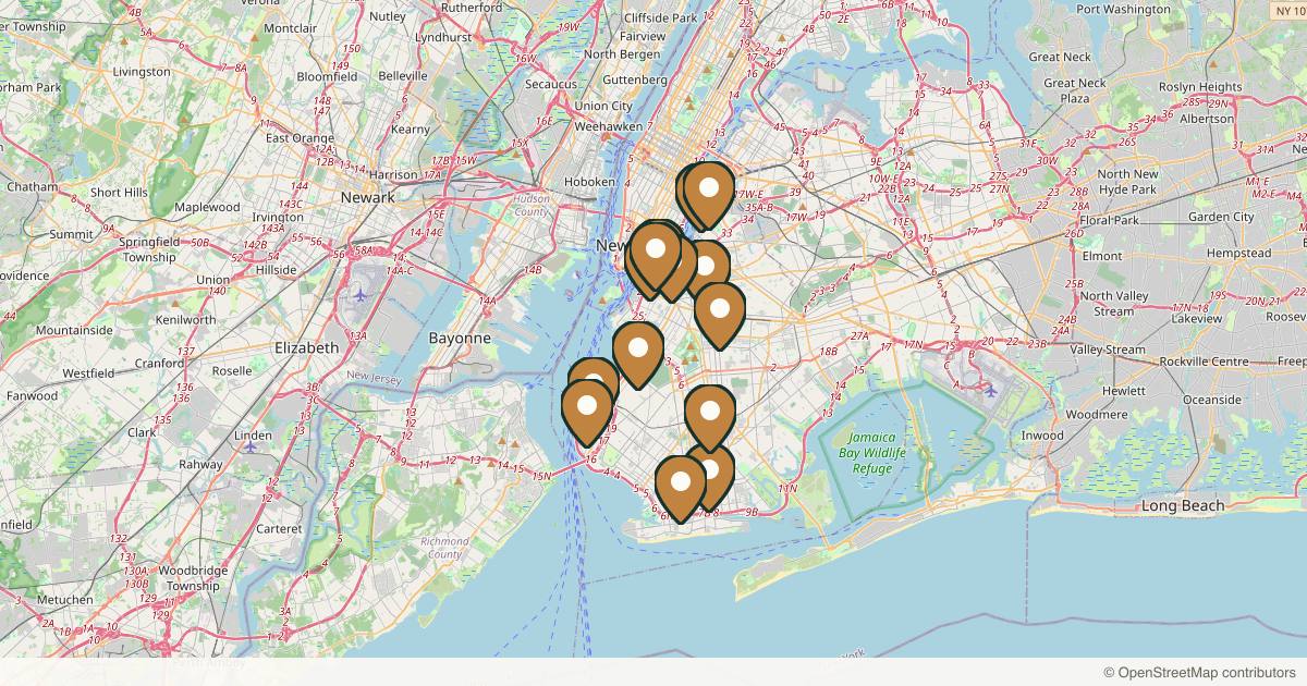 Map of 14 med spas and aesthetic clinics in Brooklyn, New York