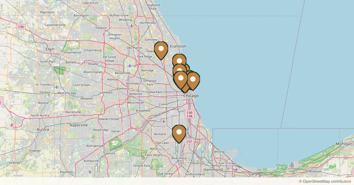 Map of med spas and aesthetic clinics in Chicago, Illinois