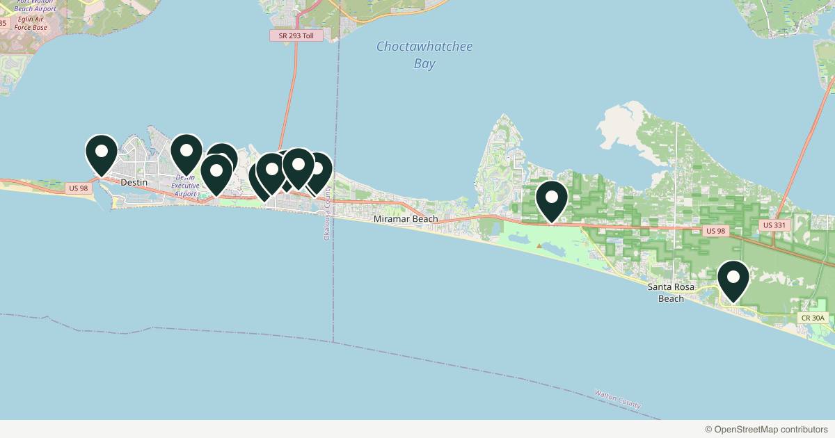 Map of 14 med spas and aesthetic clinics in Destin, Florida