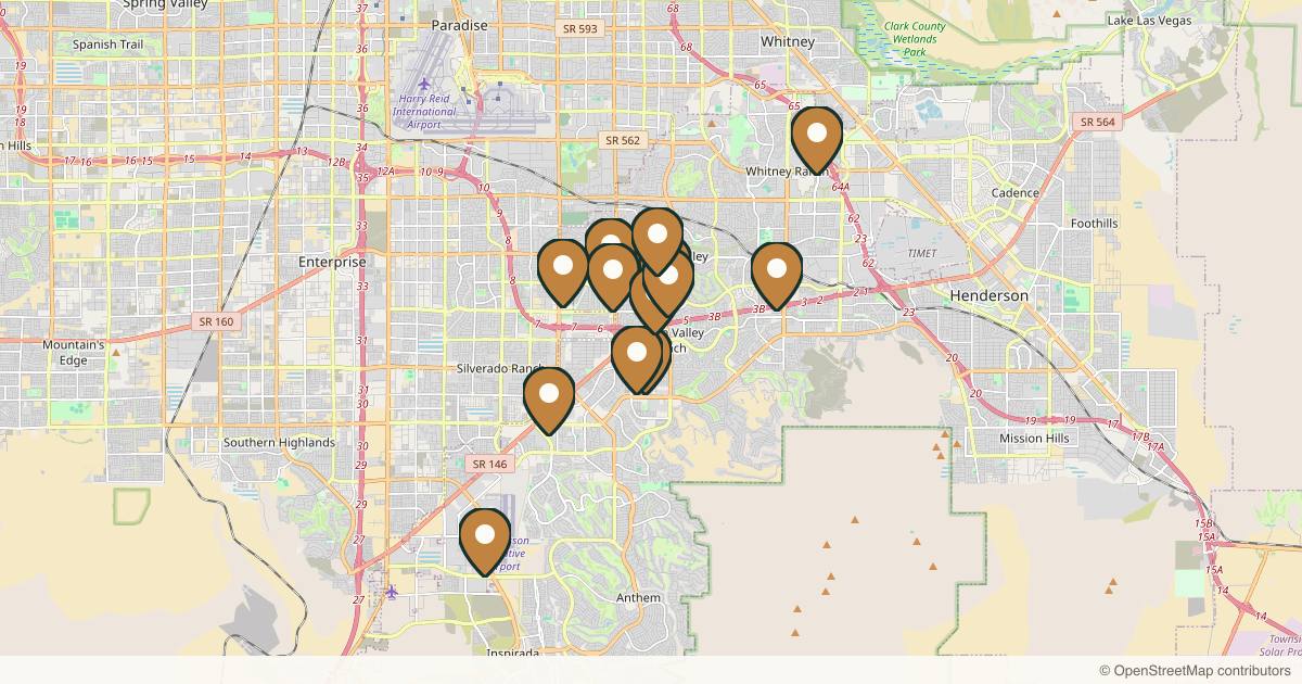 Map of 14 med spas and aesthetic clinics in Henderson, Nevada