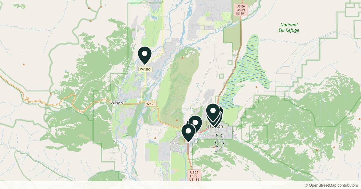 Map of 8 med spas and aesthetic clinics in Jackson, Wyoming