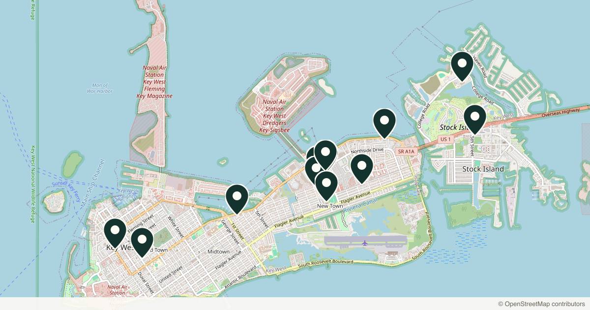 Map of 14 med spas and aesthetic clinics in Key West, Florida