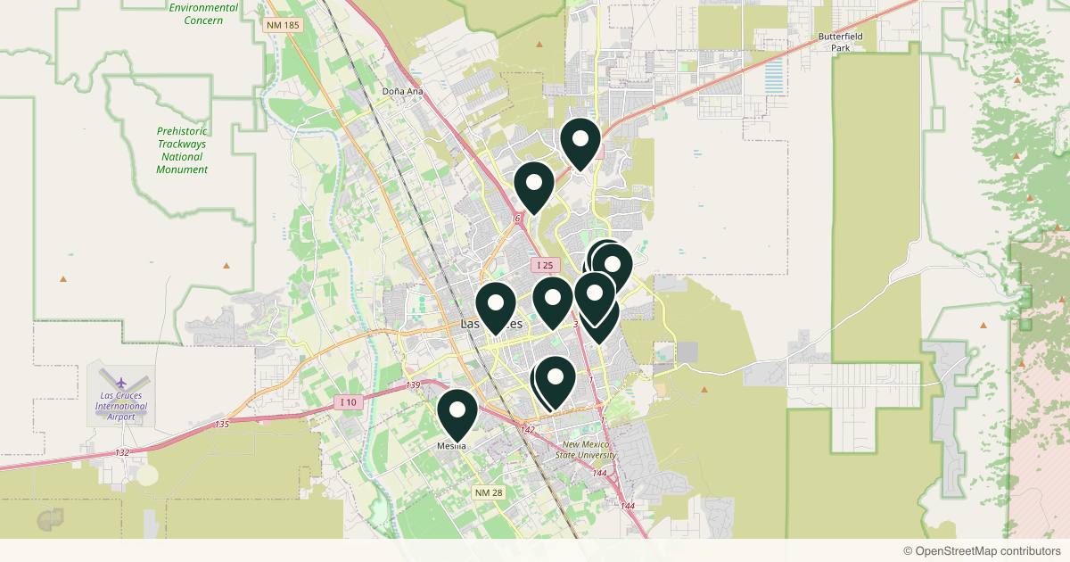 Map of 14 med spas and aesthetic clinics in Las Cruces, New Mexico