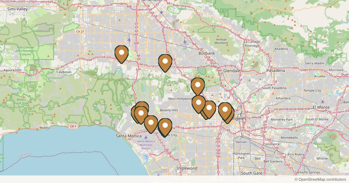 Map of med spas and aesthetic clinics in Los Angeles, California