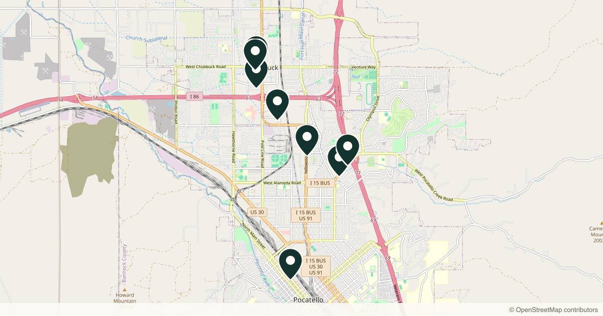 Map of 8 med spas and aesthetic clinics in Pocatello, Idaho