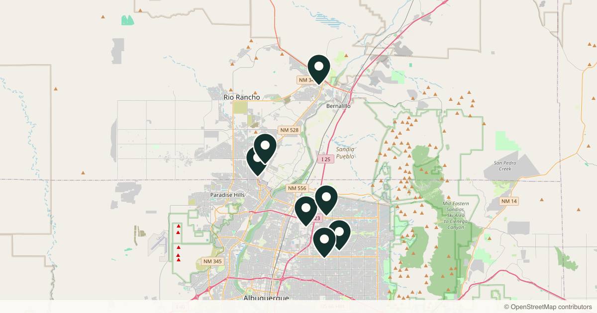 Map of 8 med spas and aesthetic clinics in Rio Rancho, New Mexico