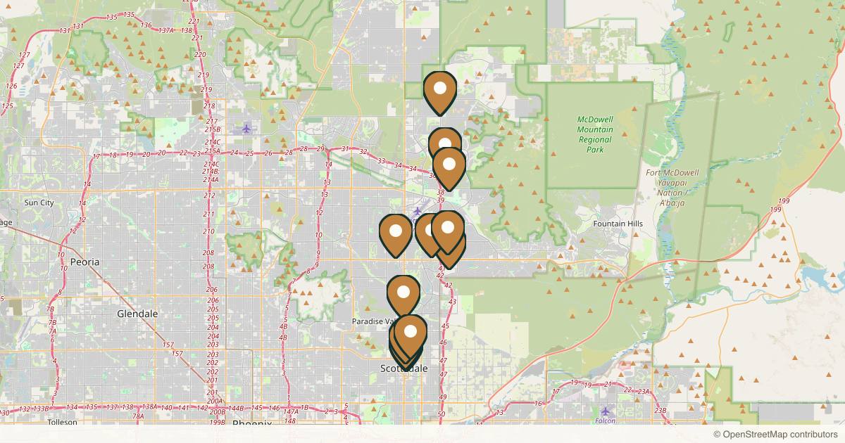Map of 37 med spas and aesthetic clinics in Scottsdale, Arizona