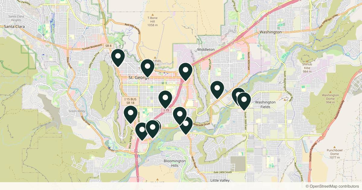 Map of 14 med spas and aesthetic clinics in St. George, Utah