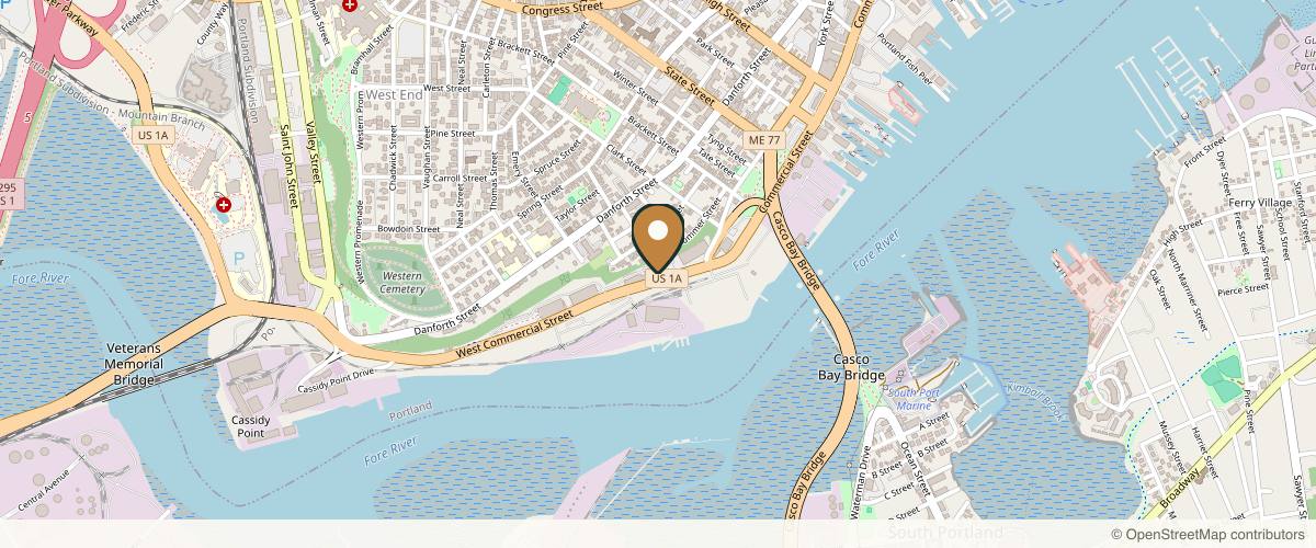 Map showing the exact location of 207 LASER & Integrative MED at 65 W Commercial St Ste 107, Portland, ME 04101, USA