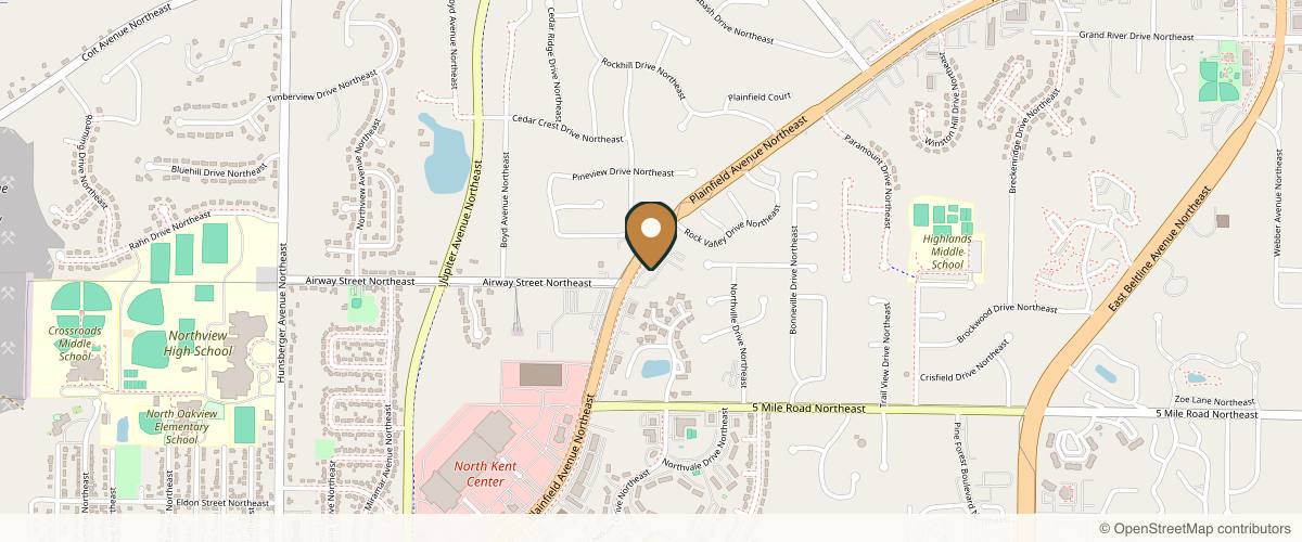 Map showing the exact location of 360 Wellness Med Spa at 4606 Plainfield Ave NE, Grand Rapids, MI 49525, USA