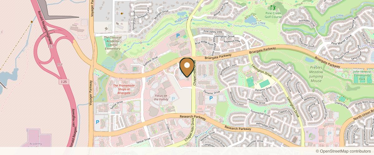 Map showing the exact location of 4Ever Young Med Spa & Wellness Center - Colorado Springs at 9249 Highlands Rdg Hts #140, Colorado Springs, CO 80920, USA