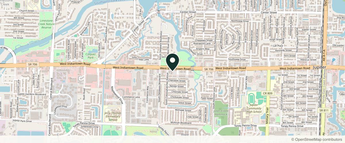 Map showing the exact location of 4Ever Young Med Spa & Wellness Center - Jupiter at 1232 W Indiantown Rd Ste 104, Jupiter, FL 33458, USA
