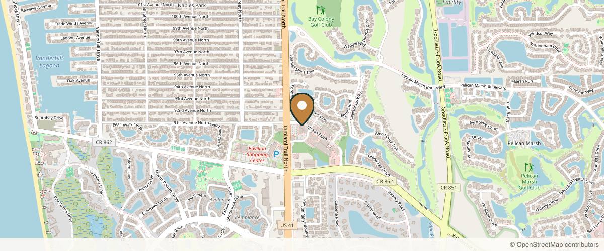Map showing the exact location of 4Ever Young Med Spa & Wellness Center - Naples at 9100 Strada Pl Ste 2135, Naples, FL 34108, USA