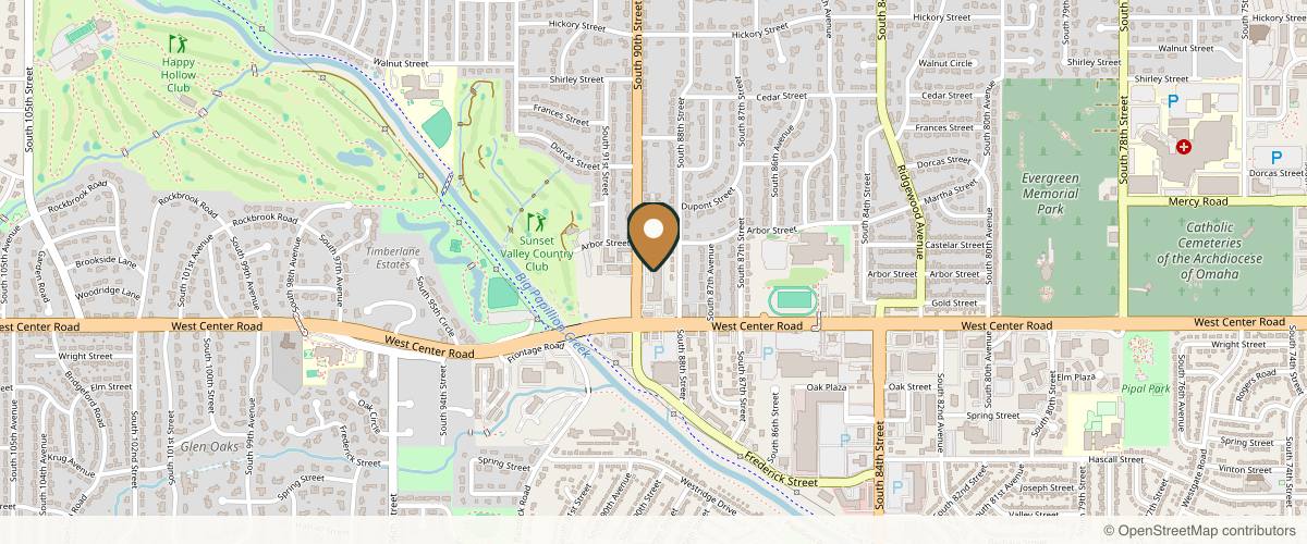 Map showing the exact location of 4Ever Young Med Spa & Wellness Center - Omaha at 2501 S 90th St Ste 117, Omaha, NE 68124, USA