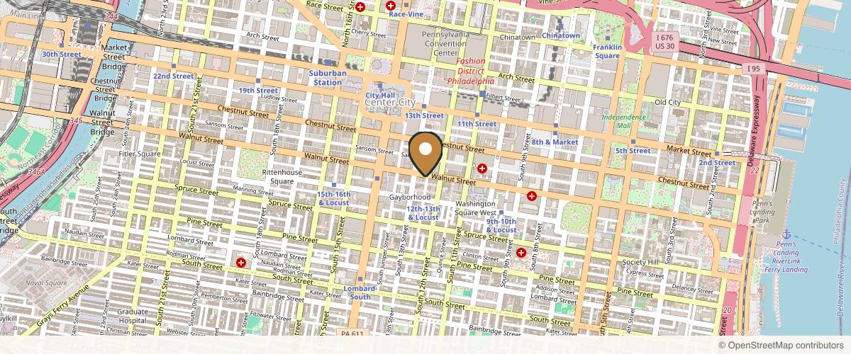 Map showing the exact location of 4Ever Young Med Spa & Wellness Center - Philadelphia at 1216 Walnut St, Philadelphia, PA 19107, USA