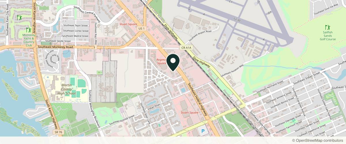 Map showing the exact location of 4Ever Young Med Spa & Wellness Center - Stuart at 2640 SE Federal Hwy, Stuart, FL 34994, USA