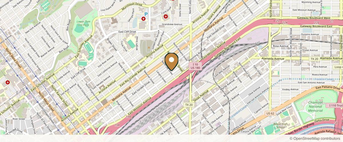 Map showing the exact location of 4Ever Young Medical Spa Aesthetic Clinic at 1601 Wyoming Ave, El Paso, TX 79902, USA