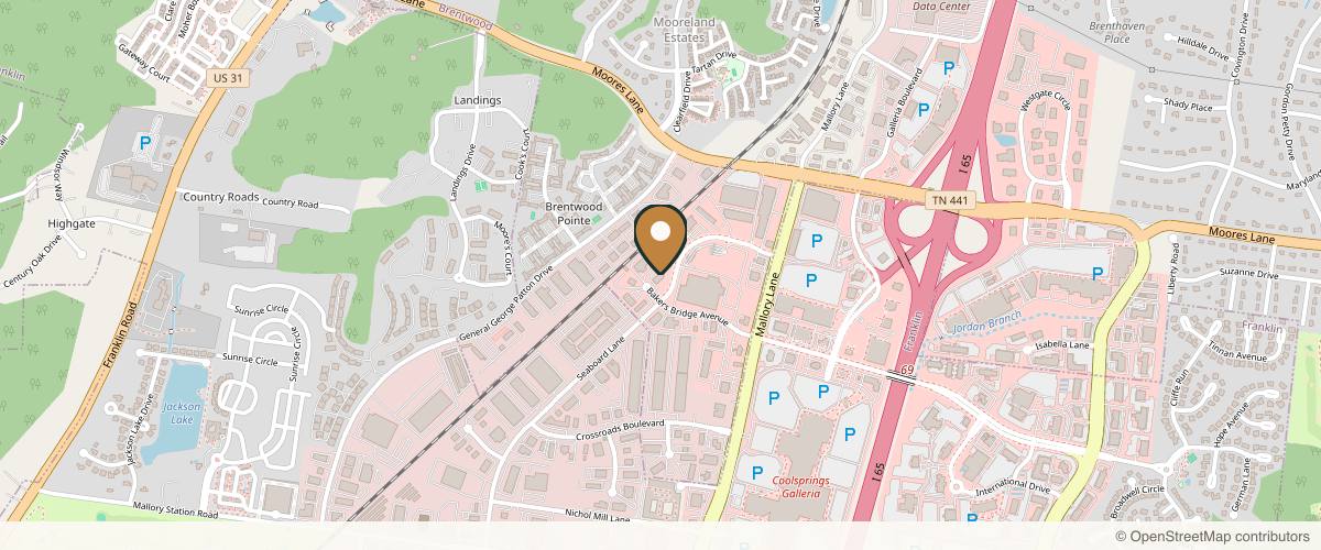 Map showing the exact location of 615 Aesthetics at 99 Seaboard Ln #800, Brentwood, TN 37027, USA