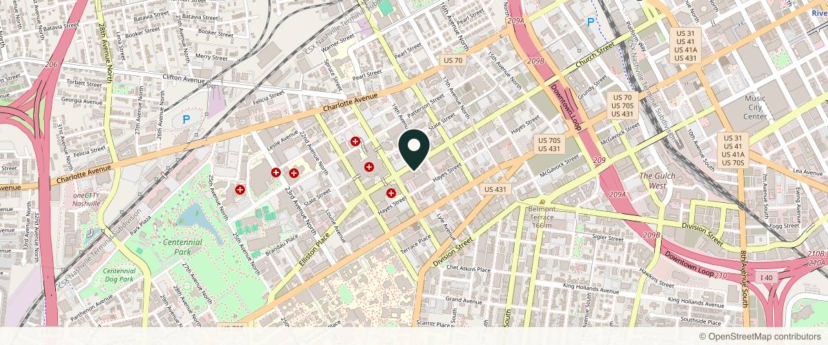 Map showing the exact location of 61Five Health & Wellness at 1913 Church St, Nashville, TN 37203, USA