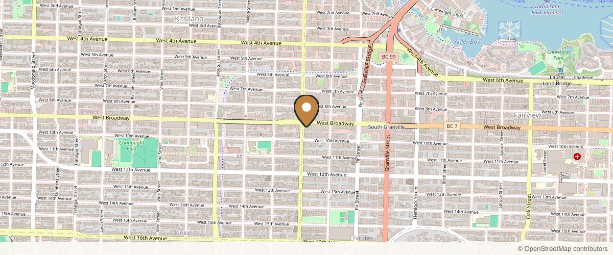 Map showing the exact location of 8 West Clinic at 1788 W Broadway 300 Floor 3, Vancouver, BC V6J 1Y1, Canada