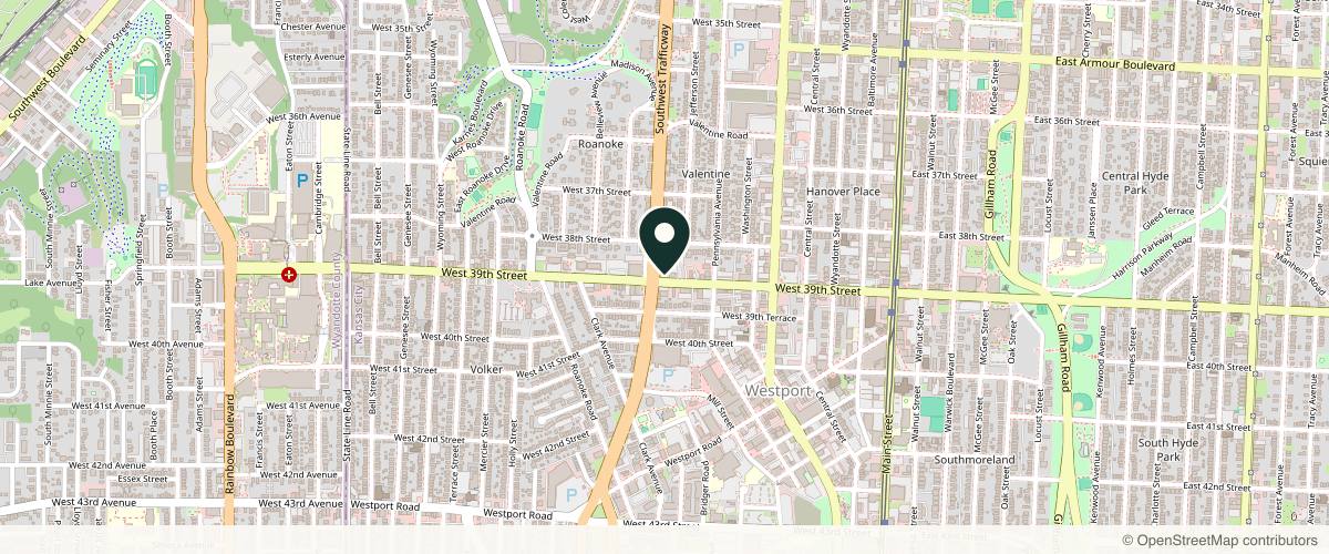 Map showing the exact location of 816 Aesthetic Med Spa at 638 W 39th St Ste 300, Kansas City, MO 64111, USA
