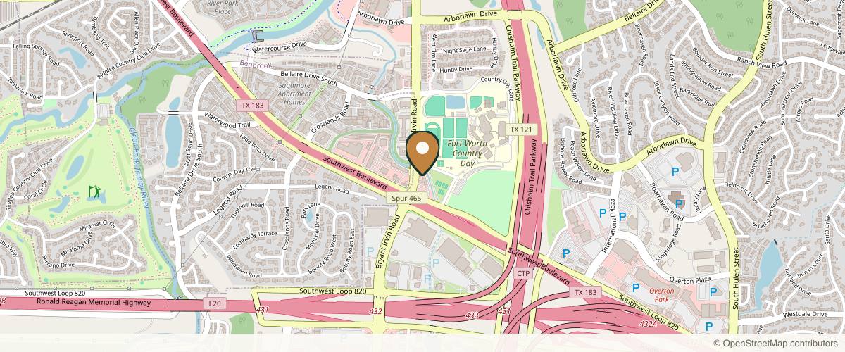 Map showing the exact location of A Nurses Touch Skin Care & Med Spa at 4255 Bryant Irvin Rd Ste 211, Fort Worth, TX 76109, USA