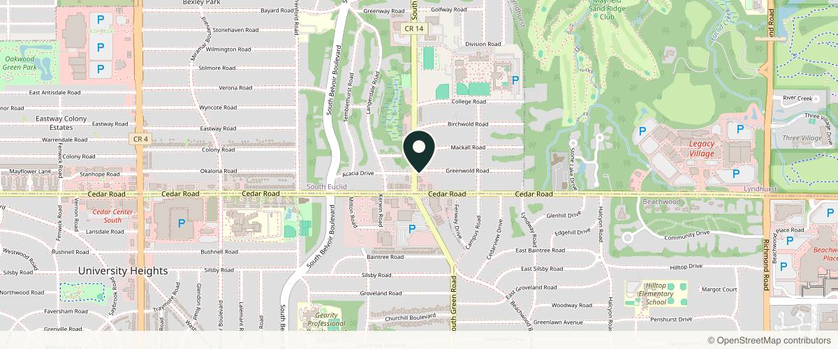 Map showing the exact location of AAFE Medspa Cleveland at 2111 S Green Rd, South Euclid, OH 44121, USA