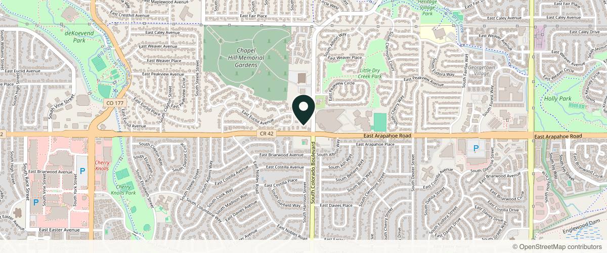 Map showing the exact location of Abella Skin and Spa at 3989 E Arapahoe Rd #110, Centennial, CO 80122, USA