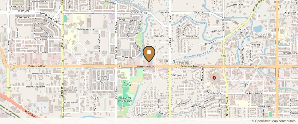 Map showing the exact location of AboutFace and Body MedSpa at Suite C, 2584 Patterson Rd, Grand Junction, CO 81505, USA