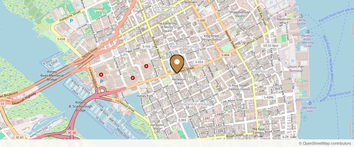 Map showing the exact location of Access Aesthetics at 235 Calhoun St, Charleston, SC 29401, USA