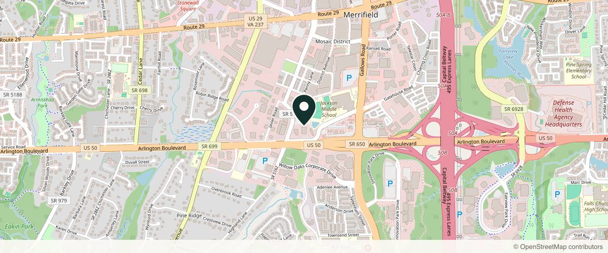 Map showing the exact location of ACS Dermatology Advanced Center for Skin at 8316 Arlington Blvd #600, Fairfax, VA 22031