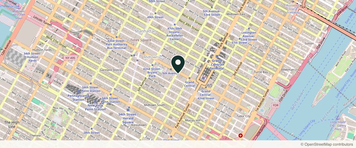 Map showing the exact location of Adelle T. Quintana, MD at 501 5th Ave #604, New York, NY 10017