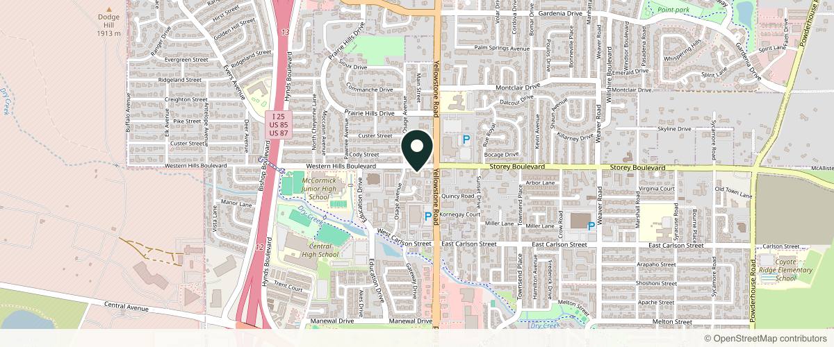 Map showing the exact location of Adora Day Spa at 145 Western Hills Blvd Ste 1, Cheyenne, WY 82009, USA