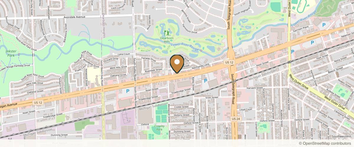 Map showing the exact location of Adorn Medical Spa at 24800 Michigan Ave, Dearborn, MI 48124, USA