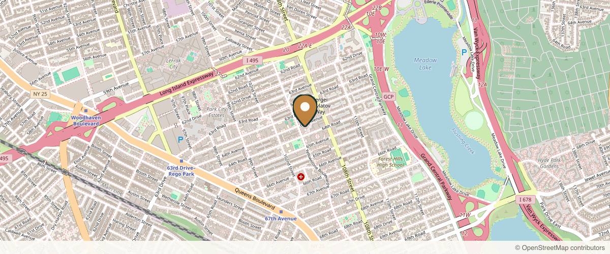 Map showing the exact location of Adult & Pediatric Dermatology - Skin Specialist, Botox, Fillers, CoolSculpting & EmSculpt in Queens, NY at back of the building, 64-05 Yellowstone Blvd CFU 101, Forest Hills, NY 11375, USA