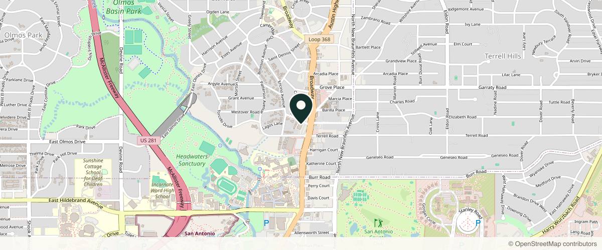 Map showing the exact location of Advanced Aesthetics Lopez Plastic Surgery: L Med Spa at 4901 Broadway Ste 142, San Antonio, TX 78209, USA