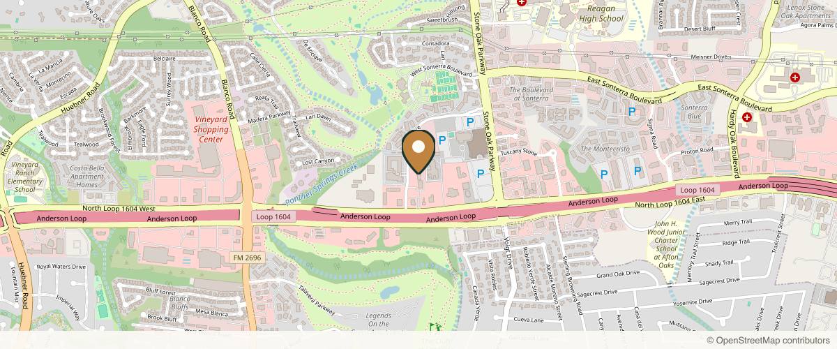 Map showing the exact location of Advanced Aesthetics Lopez Plastic Surgery: Manuel Lopez, MD, FACS at 18322 Sonterra Pl #107, San Antonio, TX 78258, USA