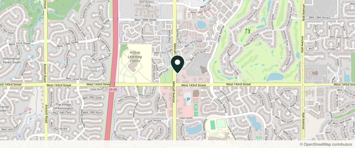 Map showing the exact location of Advanced Aesthetics Medical Spa & Laser Center at 14213 Metcalf Ave, Overland Park, KS 66223, USA