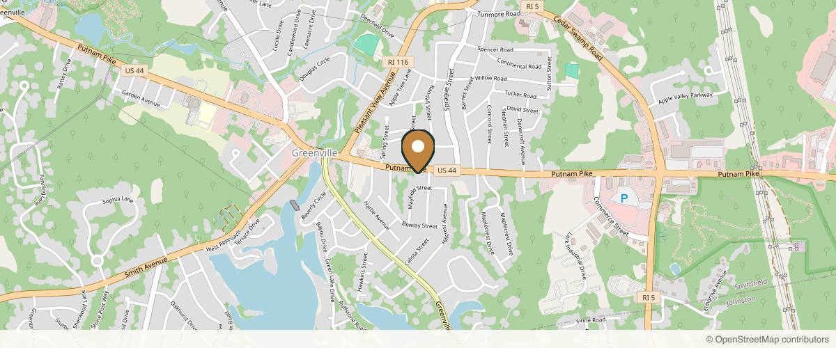 Map showing the exact location of Advanced Aesthetics Skin Care Studio at 532 Putnam Pike, Greenville, RI 02828, USA