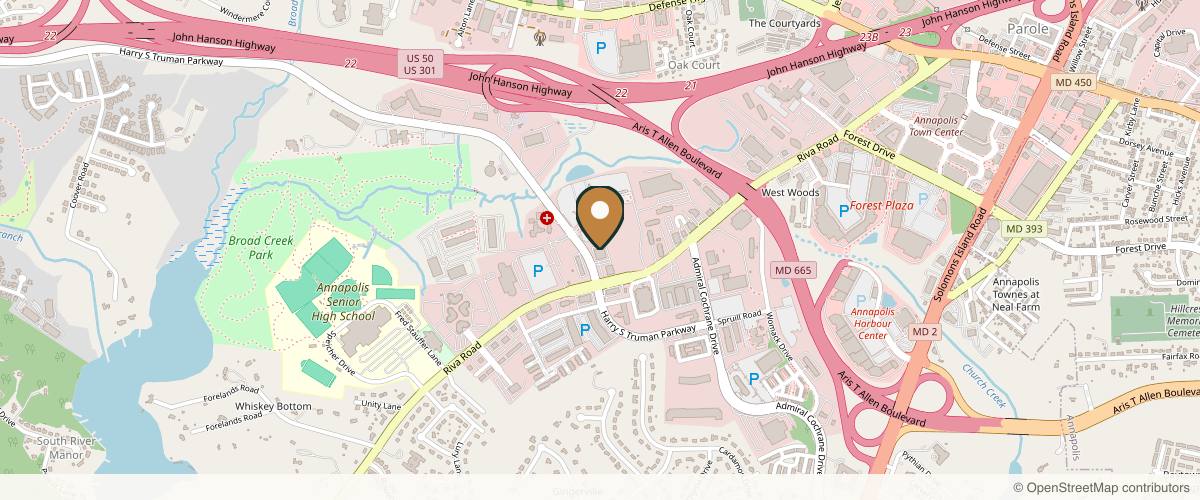 Map showing the exact location of Advanced Dermatology and Cosmetic Surgery at 200 Harry S. Truman Pkwy Ste 400, Annapolis, MD 21401, USA