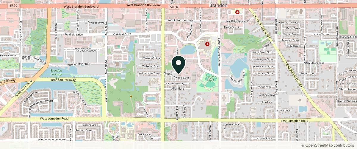 Map showing the exact location of Advanced Dermatology and Cosmetic Surgery at 540 Medical Oaks Ave STE 102, Brandon, FL 33511, USA
