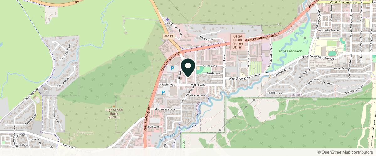 Map showing the exact location of Advanced Dermatology and Cosmetic Surgery at 250 Veronica Ln #201, Jackson, WY 83001, USA