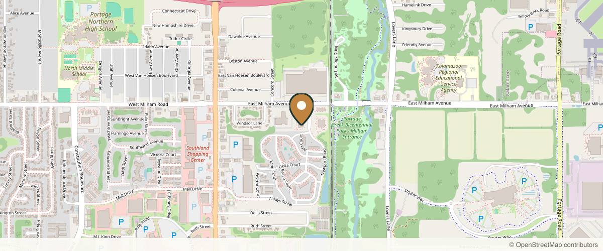 Map showing the exact location of Advanced Dermatology and Cosmetic Surgery at 6100 Newport Rd Ste 100, Portage, MI 49002, USA