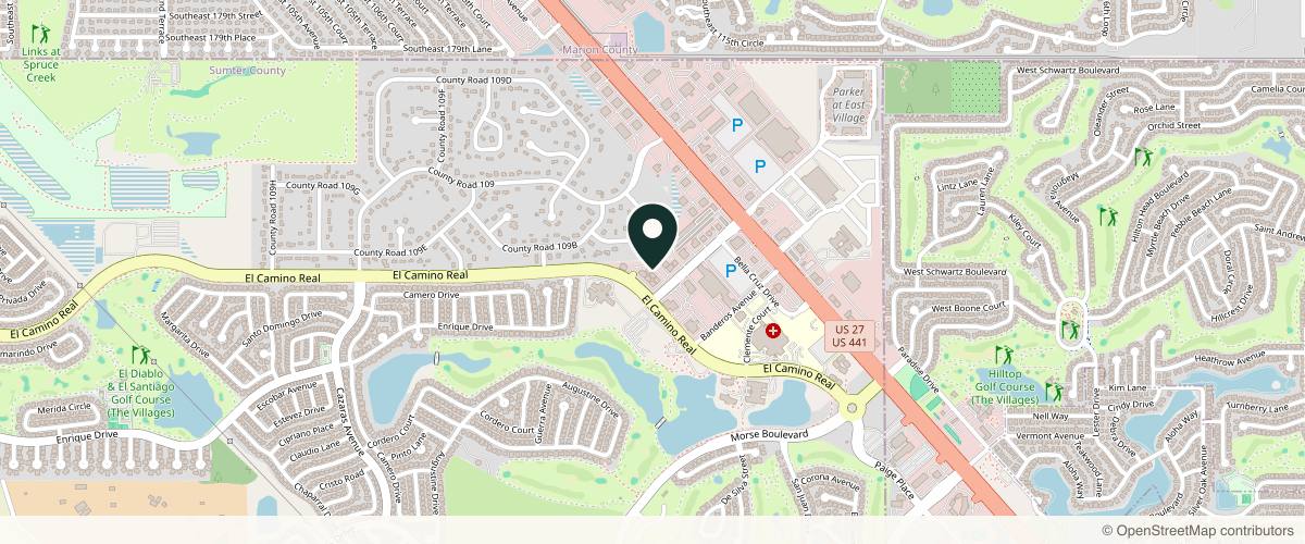 Map showing the exact location of Advanced Dermatology and Cosmetic Surgery at 1503 Buenos Aires Blvd Bldg 100, The Villages, FL 32162, USA