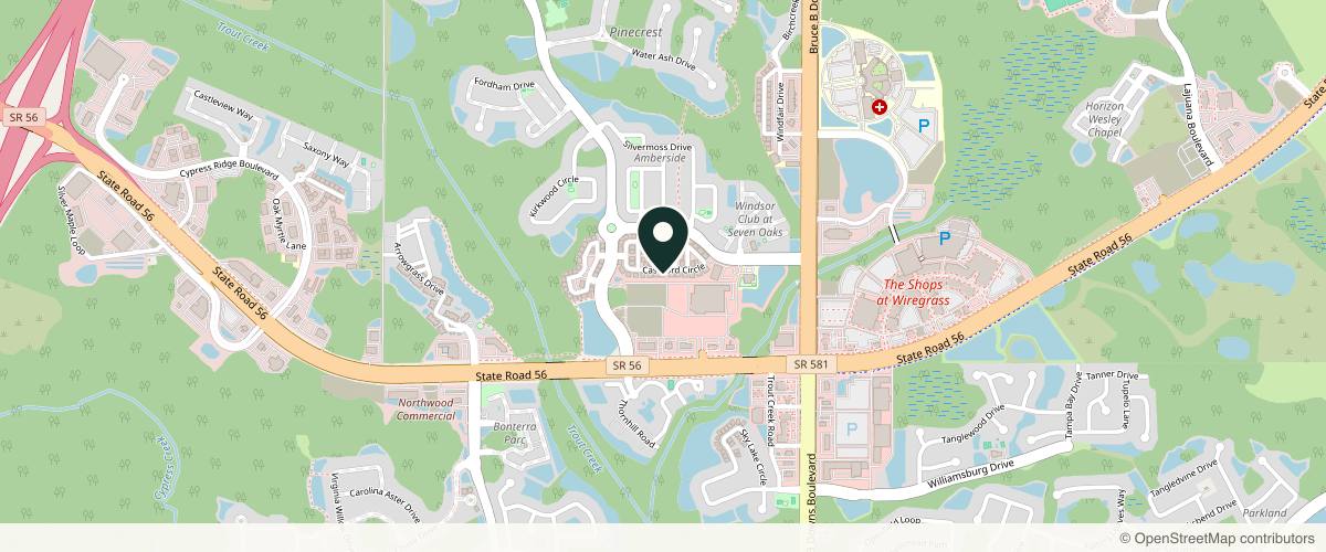 Map showing the exact location of Advanced Dermatology and Cosmetic Surgery at 27612 Cashford Cir Ste 102, Wesley Chapel, FL 33544, USA
