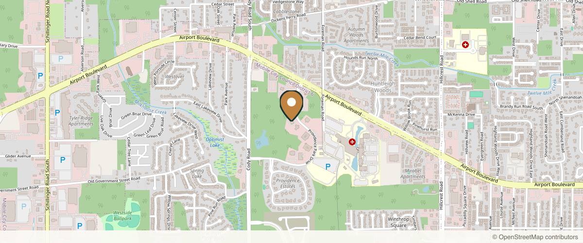 Map showing the exact location of Advanced Dermatology & Skin Care Centre at 580 Providence Park Dr E, Mobile, AL 36695, USA