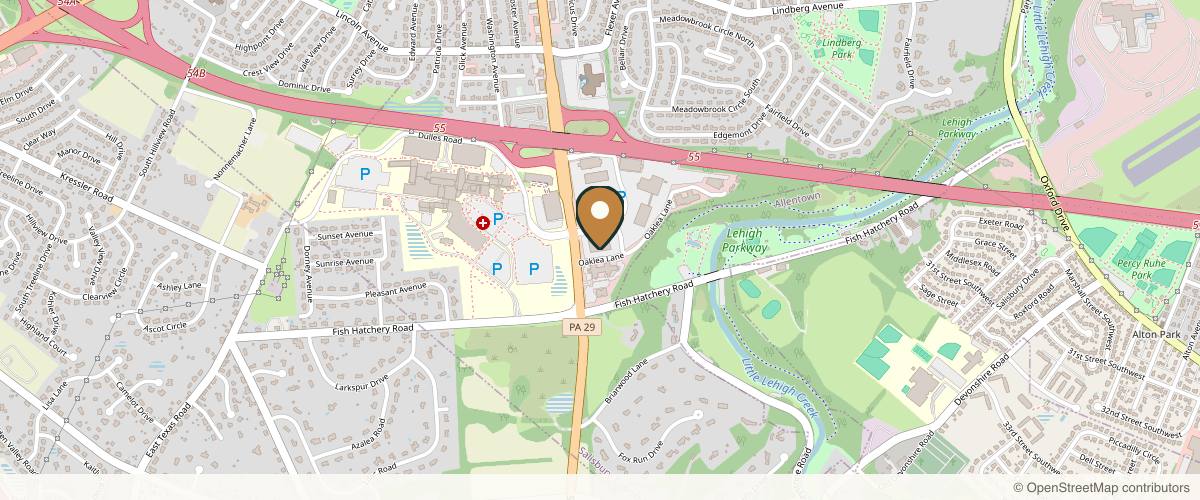 Map showing the exact location of Advanced Dermatology Associates, LTD at 1259 S Cedar Crest Blvd #100, Allentown, PA 18103, USA